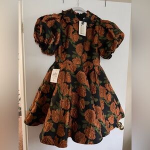 JessaKae Black Dress with Rust Floral Print